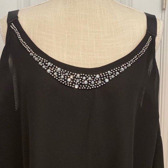 Lane Bryant women’s sleeveless top size 28 black embellished - Picture 1 of 12